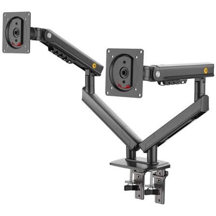 Dual -A5C Monitor Stand Arm Gas Spring Adjustable Desk Mount, 22–32" Screens, Ergonomic Dual Screen Holder
