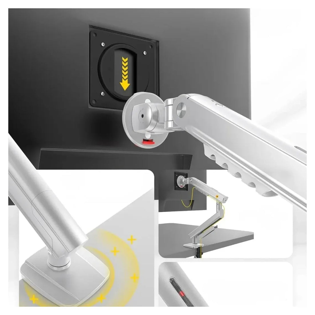 NB A5-XS Single Monitor Arm – Gas Spring, 17–27" Screens, 9kg Capacity, Full Motion, Grey