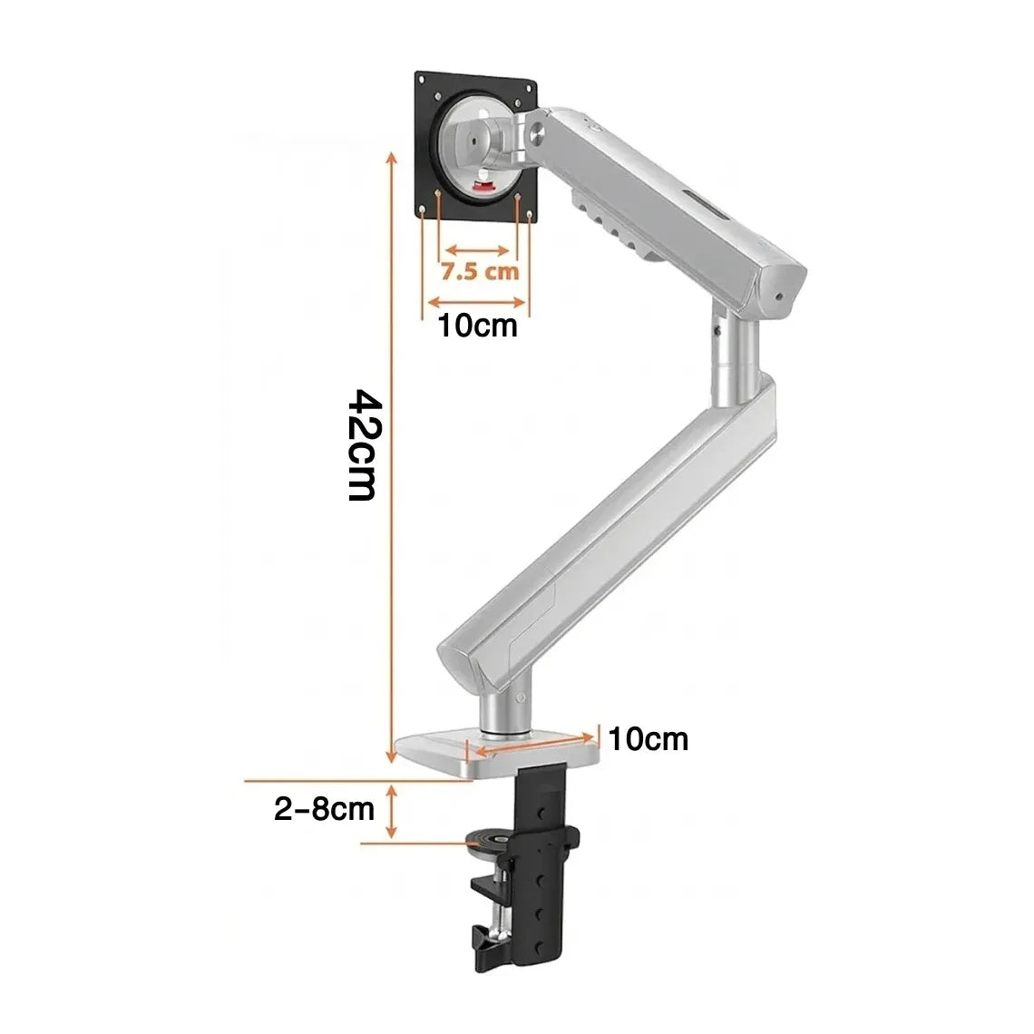 NB A5-XS Single Monitor Arm – Gas Spring, 17–27" Screens, 9kg Capacity, Full Motion, Grey