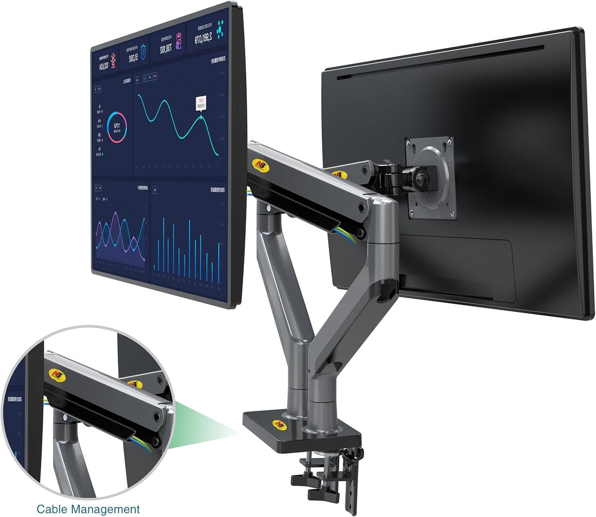 NB G35 Dual Monitor Arm – 22–32" Screens, Up to 11.97kg Per Arm, Full Motion, Black