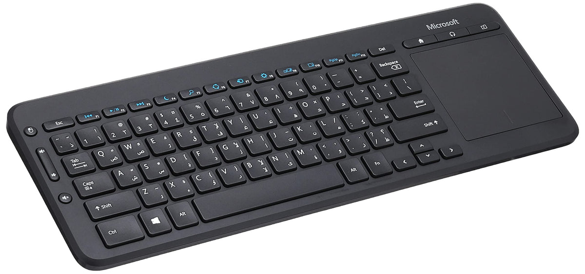 Microsoft All-in-One Media Wireless Keyboard with Built-In Multi-Touch Trackpad – 2.4GHz USB Receiver