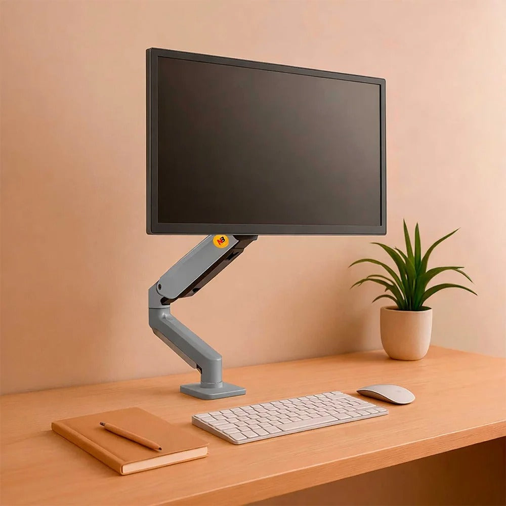 NB F80-XV Single Monitor Arm – Gas Spring, 17–30" Screens, 9kg Capacity, 360° Rotation, Gray