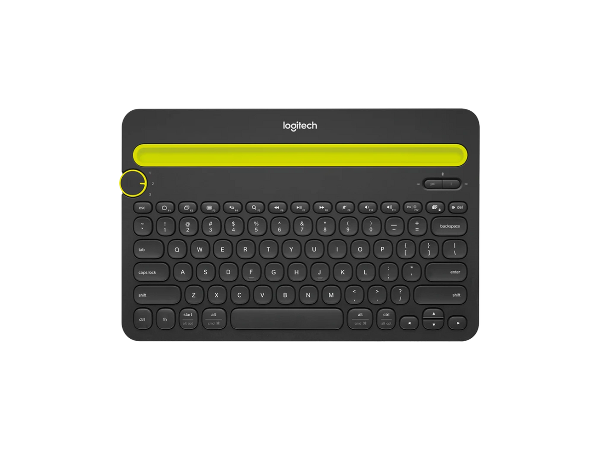 Logitech K480 Bluetooth Multi-Device Keyboard – Easy-Switch, Built-In Phone & Tablet Stand, Used – Grade A