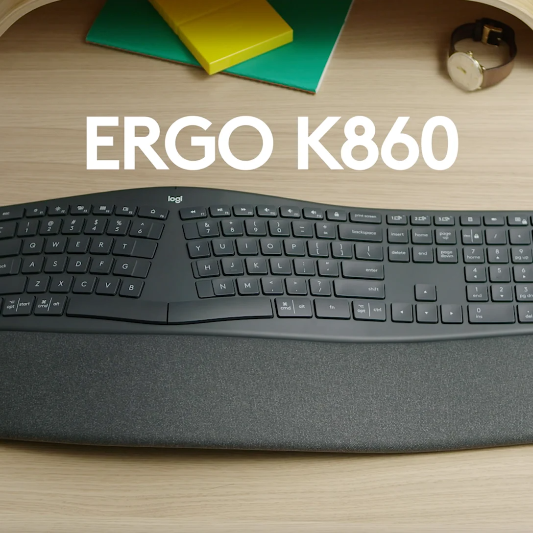 Logitech ERGO K860 Split Ergonomic Wireless Keyboard – Bluetooth, USB Receiver, Used – Grade A