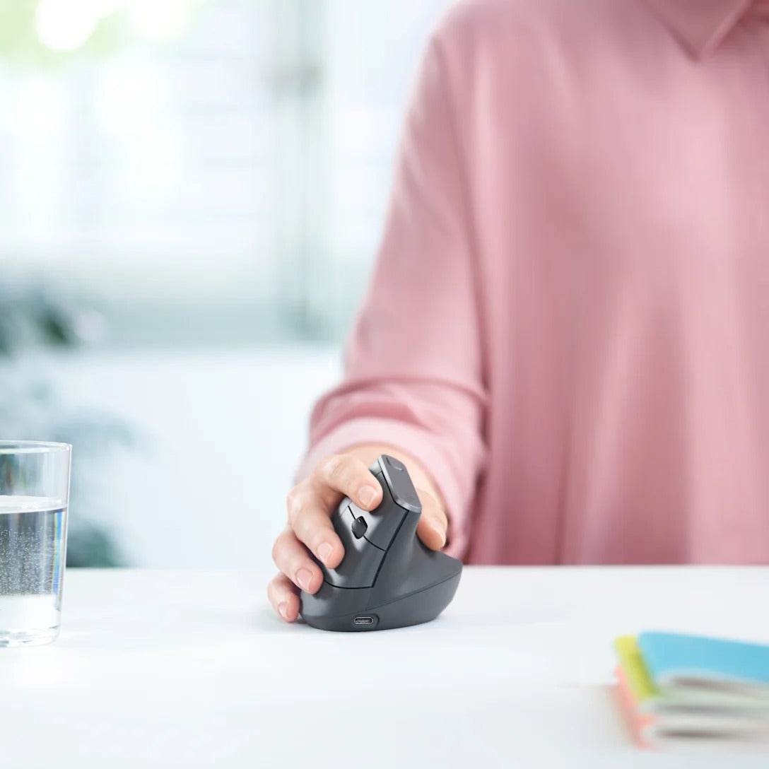 Logitech MX Vertical Ergonomic Mouse – 400–4000 DPI, Bluetooth & Unifying Receiver, Rechargeable Battery
