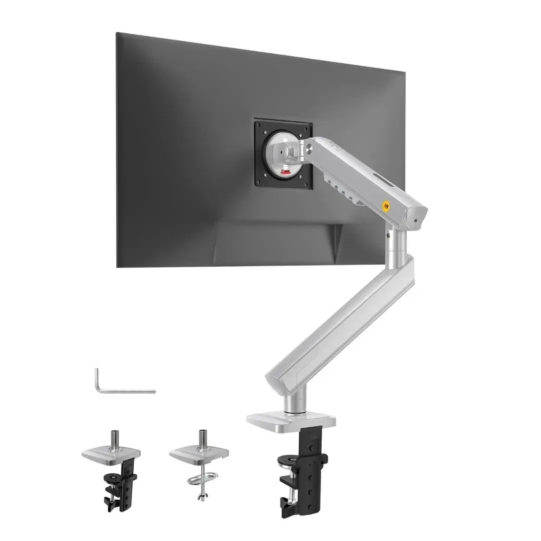 NB A5-XS Single Monitor Arm – Gas Spring, 17–27" Screens, 9kg Capacity, Full Motion, Grey
