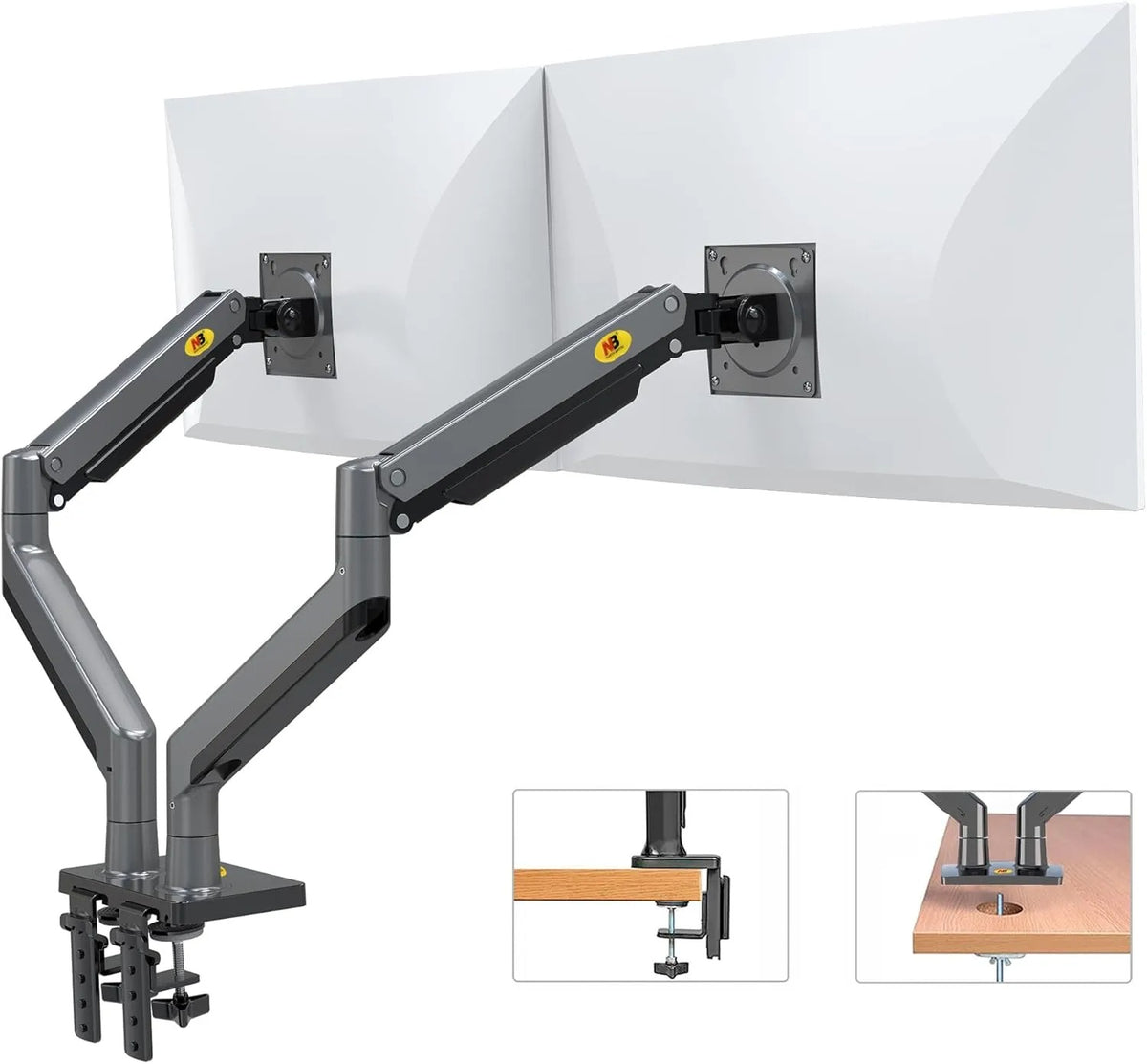 NB G35 Dual Monitor Arm – 22–32" Screens, Up to 11.97kg Per Arm, Full Motion, Black